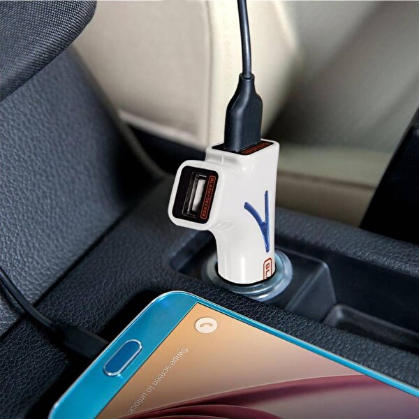 Black Decker PIUSB2BE 3.1 Amper Çift Çıkışlı USB Araç Şarj Cihazı