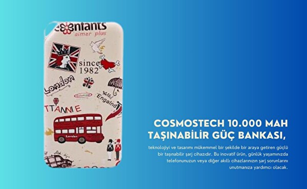 Cosmostech 10.000 mAh Özel Resim England Temalı Powerbank