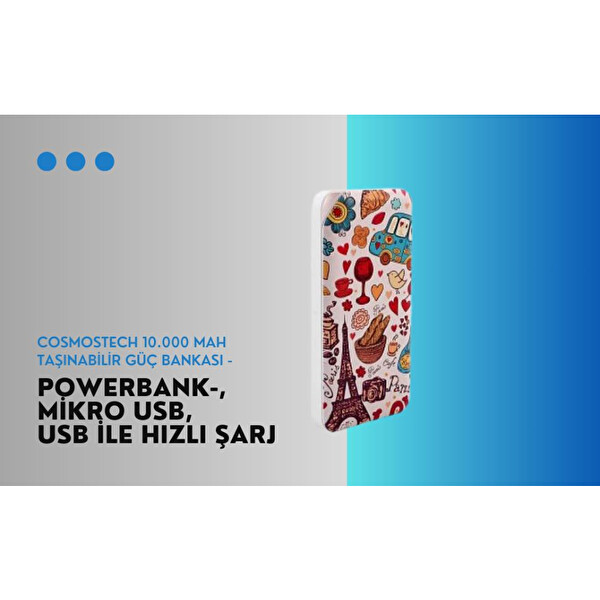 Cosmostech CS000731 10.000 mAh Eyfel Kulesi Temalı Powerbank