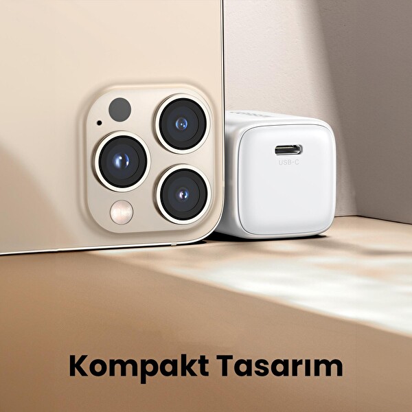 Ugreen Nexode 15324 Gan 2 Mini 20W Type-C PD Hızlı Beyaz Şarj Cihazı