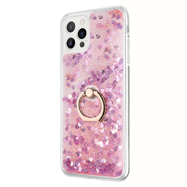 Microsonic iPhone 15 Pro Max Glitter Liquid Holder Pembe Kılıf