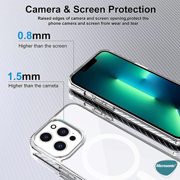 Microsonic iPhone 15 Pro Max Magsafe Clear Soft Şeffaf Kılıf