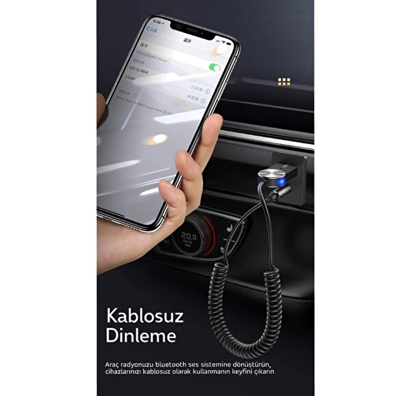 LivX Usams BA01 SJ464 Bluetooth 5.0 Receiver USB AUX Hands-Free Telefon Görüşme Wireless Araç Kiti