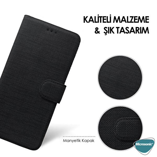 Microsonic Apple Iphone Xs Max Kılıf Fabric Book Wallet Kırmızı