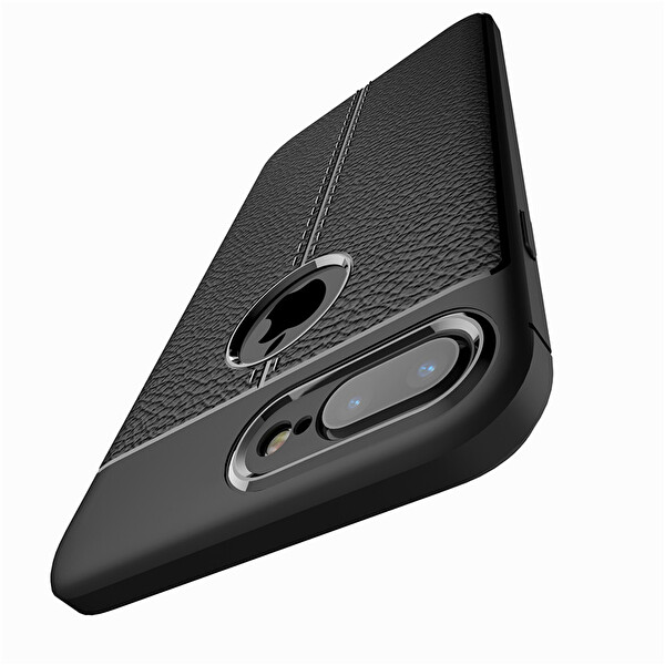 Microsonic Apple Iphone 7 Plus Kılıf Deri Dokulu Silikon Kırmızı
