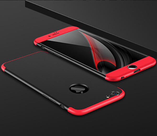 Microsonic Apple Iphone 6 Kılıf Double Dip 360 Protective Siyah Kırmızı