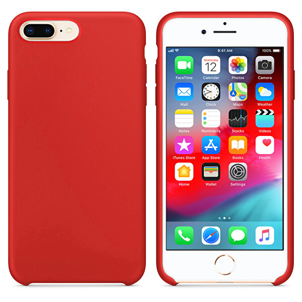 Microsonic Apple Iphone 8 Plus Kılıf Liquid Lansman Silikon Kırmızı