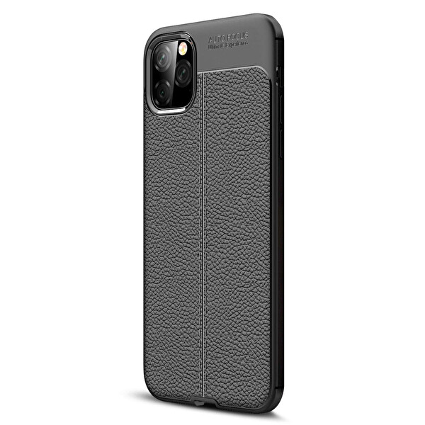 Microsonic Apple Iphone 11 (6.1'') Kılıf Deri Dokulu Silikon Siyah