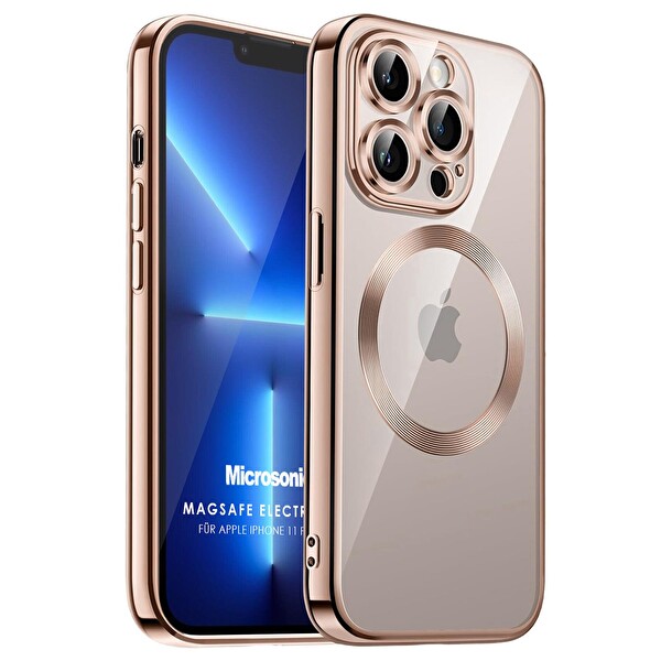 Microsonic Apple Iphone 11 Pro Max Kılıf Magsafe Luxury Electroplate Rose Gold