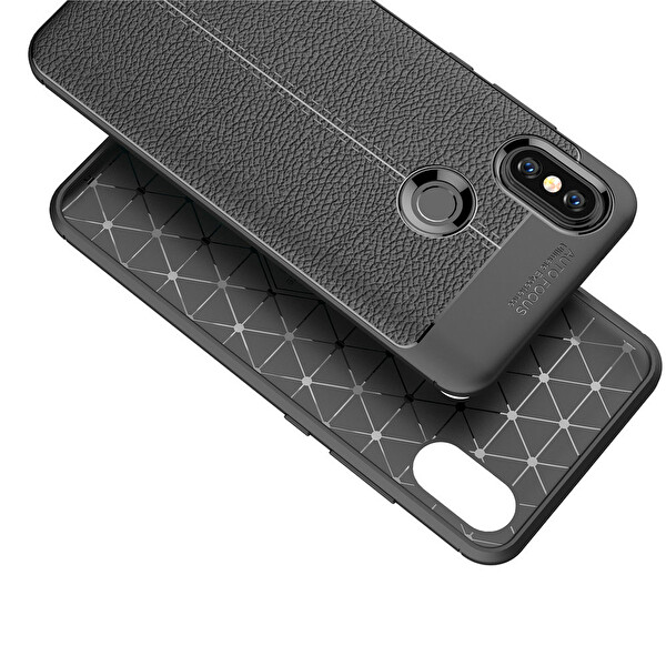 Microsonic Xiaomi Mi A2 (mi 6x) Kılıf Deri Dokulu Silikon Lacivert