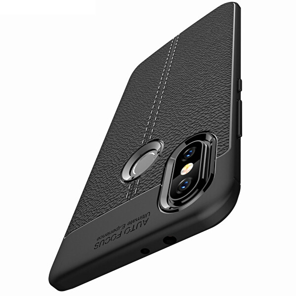 Microsonic Xiaomi Mi A2 (mi 6x) Kılıf Deri Dokulu Silikon Lacivert