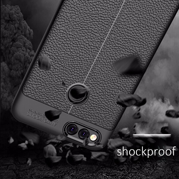 Microsonic Huawei Honor 7x Kılıf Deri Dokulu Silikon Kırmızı