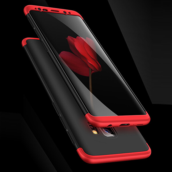 Microsonic Samsung Galaxy S9 Kılıf Double Dip 360 Protective Siyah Kırmızı