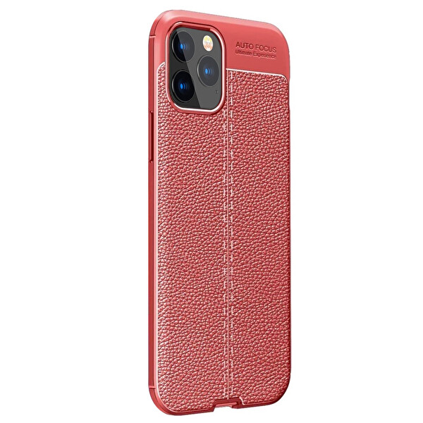 Microsonic Apple Iphone 12 Pro Kılıf Deri Dokulu Silikon Kırmızı