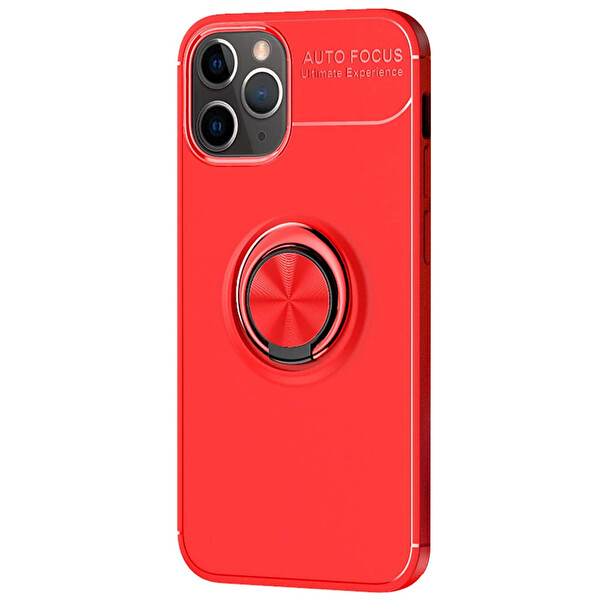 Microsonic Apple Iphone 12 Pro Max Kılıf Kickstand Ring Holder Kırmızı