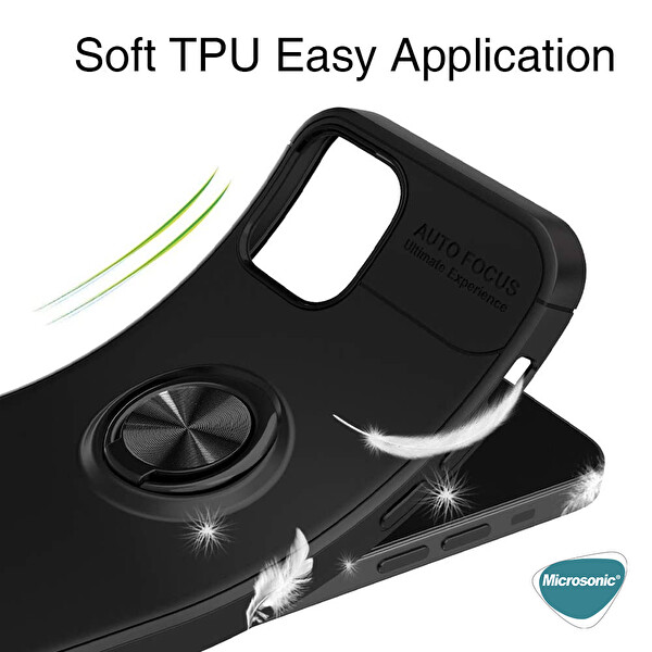 Microsonic Apple Iphone 11 Kılıf Kickstand Ring Holder Siyah Rose