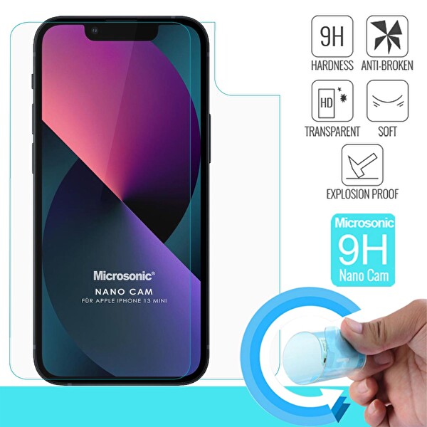 Microsonic Apple Iphone 13 Mini Ön + Arka Nano Glass Cam Ekran Koruyucu
