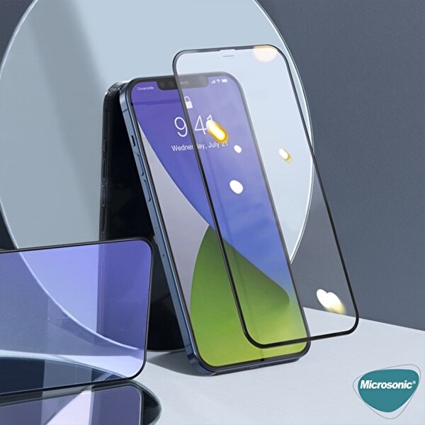 Microsonic Apple Iphone 14 Pro Tam Kaplayan Temperli Cam Ekran Koruyucu Siyah