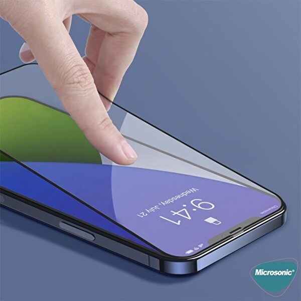 Microsonic Apple Iphone 14 Pro Tam Kaplayan Temperli Cam Ekran Koruyucu Siyah