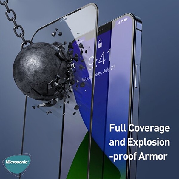 Microsonic Apple Iphone 15 Pro Max Tam Kaplayan Temperli Cam Ekran Koruyucu Siyah
