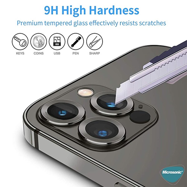 Microsonic Apple Iphone 14 Pro Max Tekli Kamera Lens Koruma Camı Koyu Yeşil