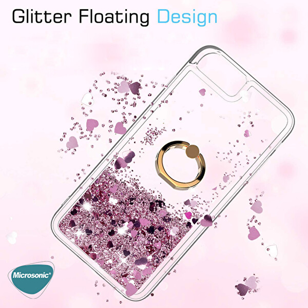 Microsonic Apple Iphone 11 Pro Max Kılıf Glitter Liquid Holder Mor