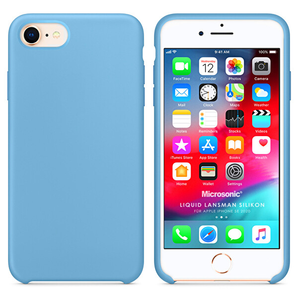 Microsonic Apple Iphone Se 2020 Kılıf Liquid Lansman Silikon Kantaron Mavisi