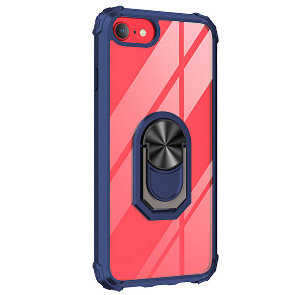 Microsonic Apple Iphone 7 Kılıf Grande Clear Ring Holder Lacivert