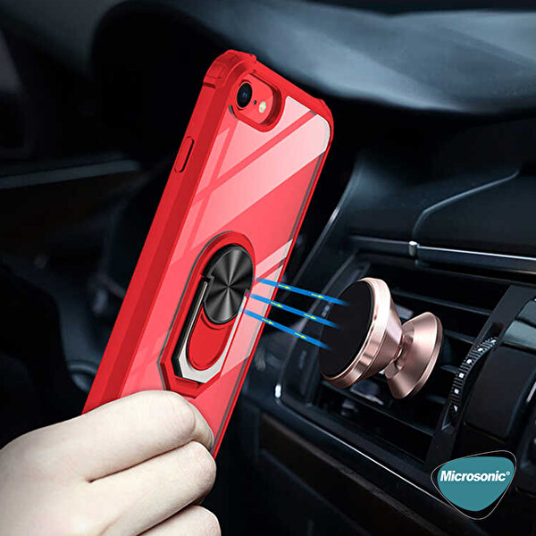 Microsonic Apple Iphone 7 Kılıf Grande Clear Ring Holder Lacivert