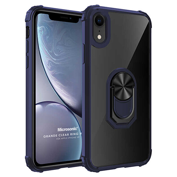 Microsonic Apple Iphone Xr Kılıf Grande Clear Ring Holder Lacivert