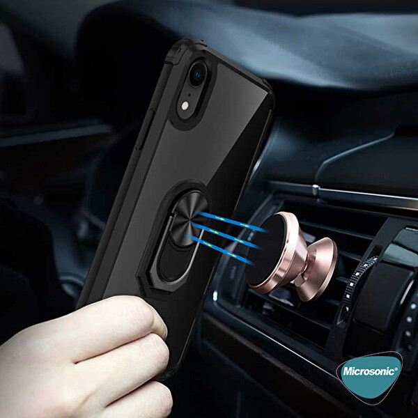 Microsonic Apple Iphone Xr Kılıf Grande Clear Ring Holder Lacivert