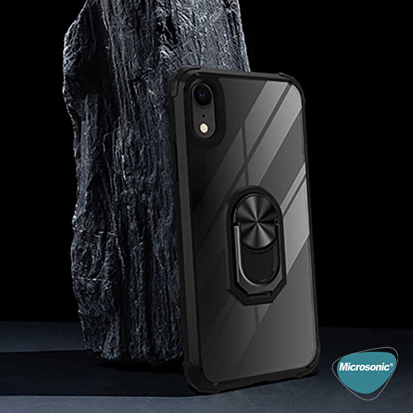 Microsonic Apple Iphone Xr Kılıf Grande Clear Ring Holder Lacivert