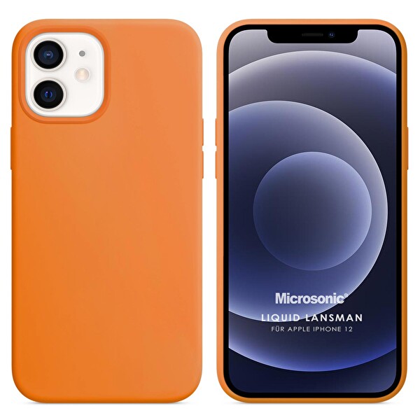 Apple Iphone 12 Kılıf Liquid Lansman Silikon Turuncu