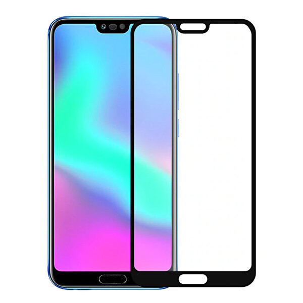 Microsonic Huawei Honor 10 Tam Kaplayan Temperli Cam Ekran Koruyucu Siyah