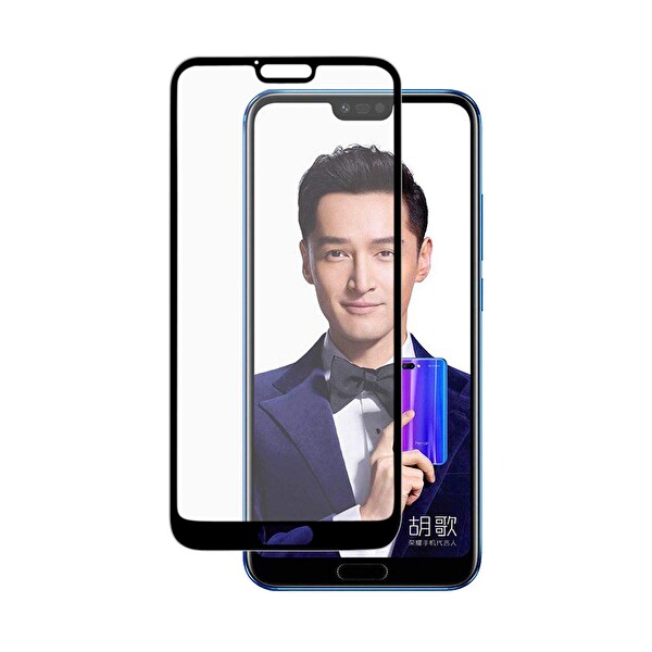 Microsonic Huawei Honor 10 Tam Kaplayan Temperli Cam Ekran Koruyucu Siyah