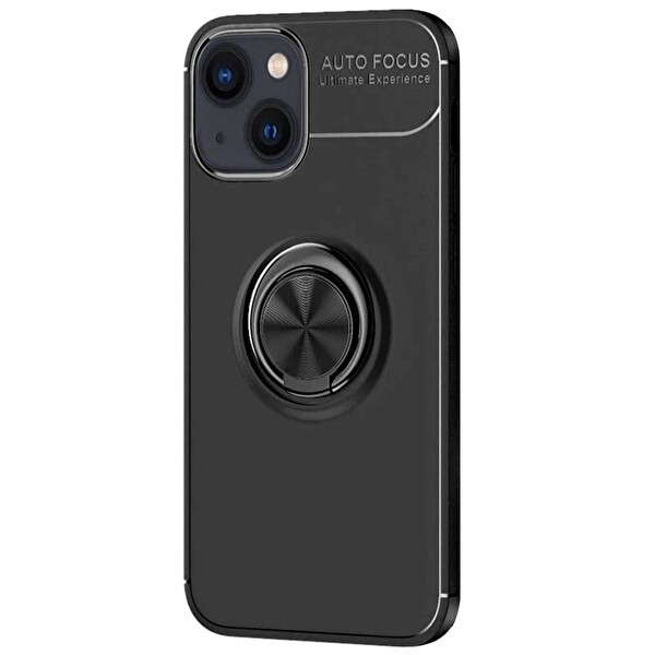 Microsonic Apple Iphone 13 Kılıf Kickstand Ring Holder Siyah