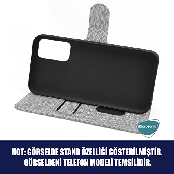 Microsonic Appple Iphone 13 Pro Max Kılıf Fabric Book Wallet Gri