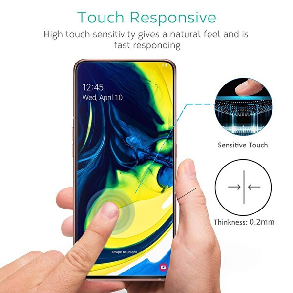 Microsonic Samsung Galaxy A80 Tam Kaplayan Temperli Cam Ekran Koruyucu Siyah
