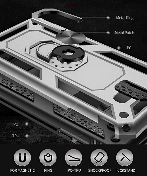 Microsonic Samsung Galaxy J6 Plus Kılıf Military Ring Holder Kırmızı