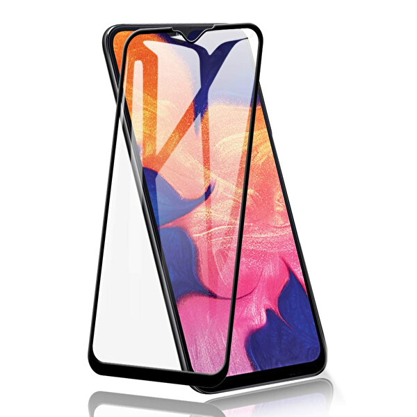 Microsonic Samsung Galaxy A10 Tam Kaplayan Temperli Cam Ekran Koruyucu Siyah