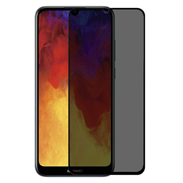 Microsonic Huawei Y7 2019 Privacy 5d Gizlilik Filtreli Cam Ekran Koruyucu Siyah
