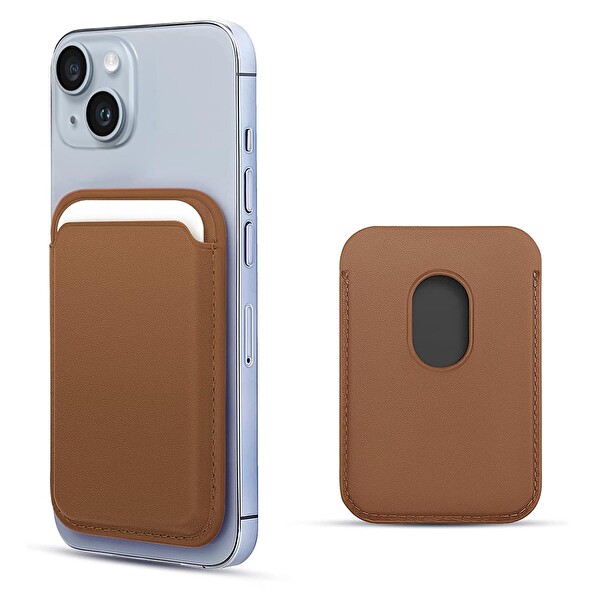 Microsonic Apple Iphone 13 Leather Wallet Magsafe Kahverengi