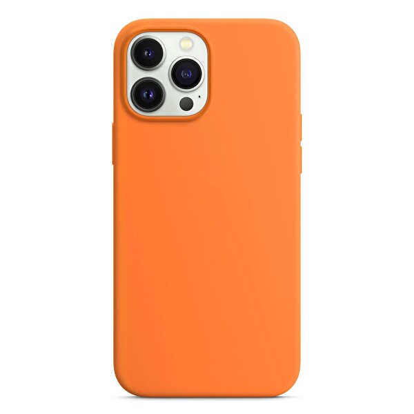 Microsonic Apple Iphone 14 Pro Kılıf Liquid Lansman Silikon Turuncu