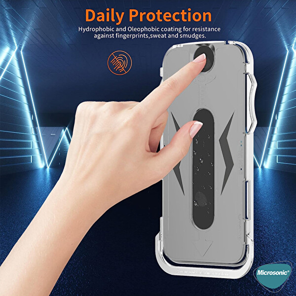 Microsonic Apple Iphone 12 Pro Max Magic Uygulama Aparatlı Tam Kapatan Ekran Koruyucu Siyah
