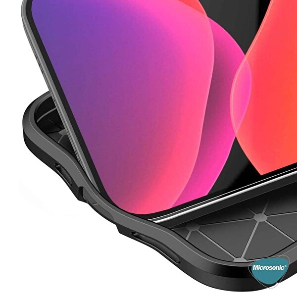 Microsonic Apple Iphone 15 Pro Max Kılıf Deri Dokulu Silikon Siyah