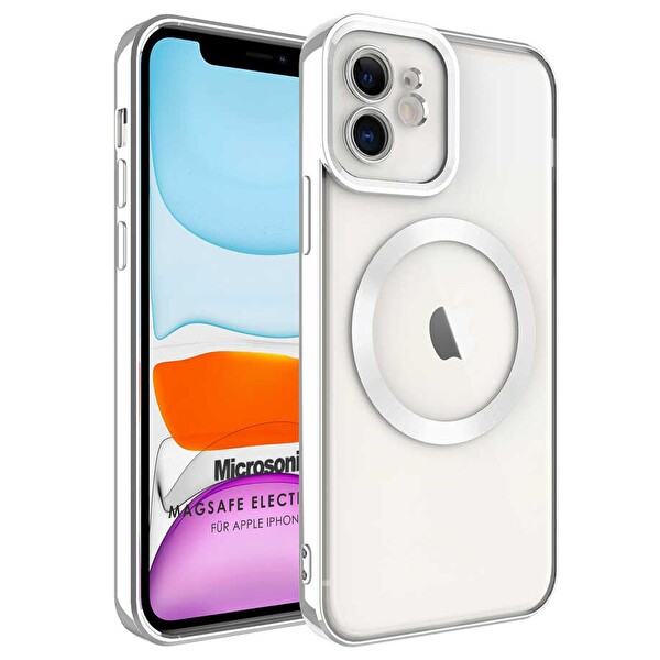 Microsonic Apple Iphone 11 Kılıf Magsafe Luxury Electroplate Gümüş