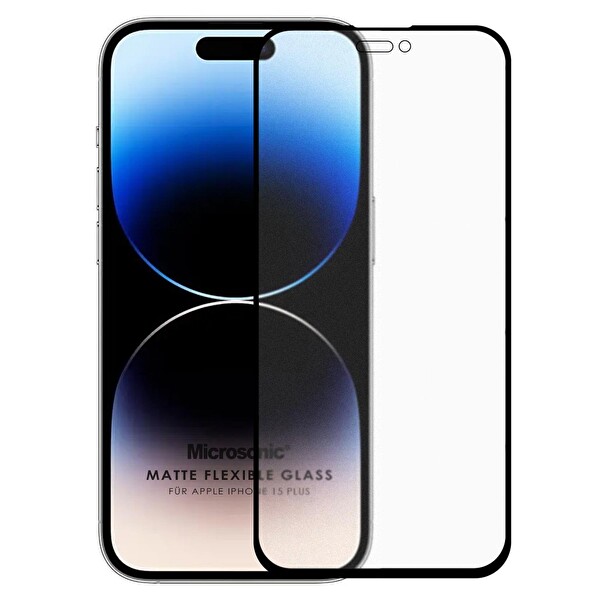 Microsonic Apple Iphone 15 Plus Seramik Matte Flexible Ekran Koruyucu Siyah