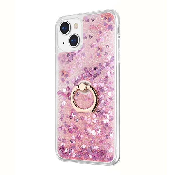 Microsonic Apple Iphone 15 Kılıf Glitter Liquid Holder Pembe