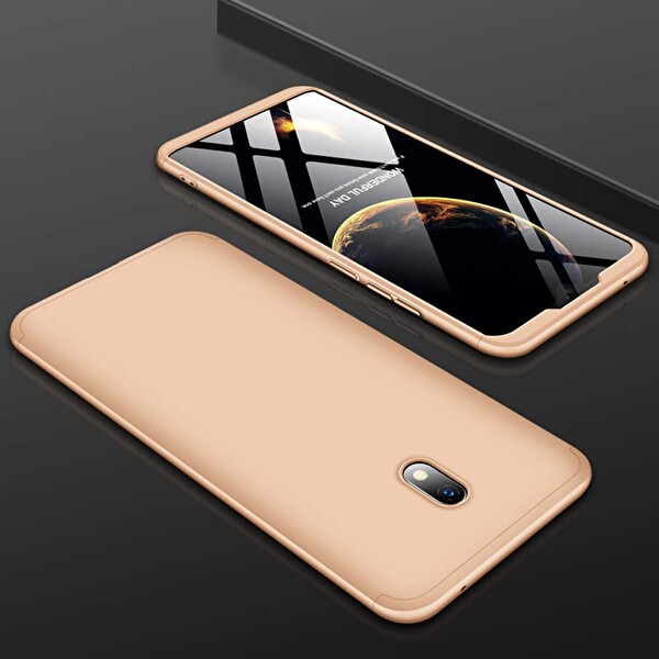 Microsonic Xiaomi Redmi 8a Kılıf Double Dip 360 Protective Gold