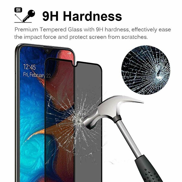 Microsonic Samsung Galaxy A10 Privacy 5d Gizlilik Filtreli Cam Ekran Koruyucu Siyah